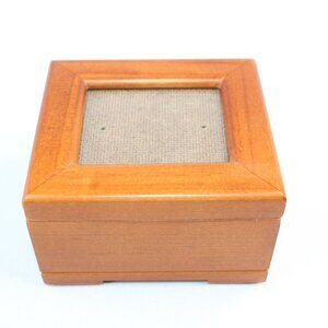 Wooden Hinged Music Box Song Memory Picture Frame Ring Holder 4.25" Square